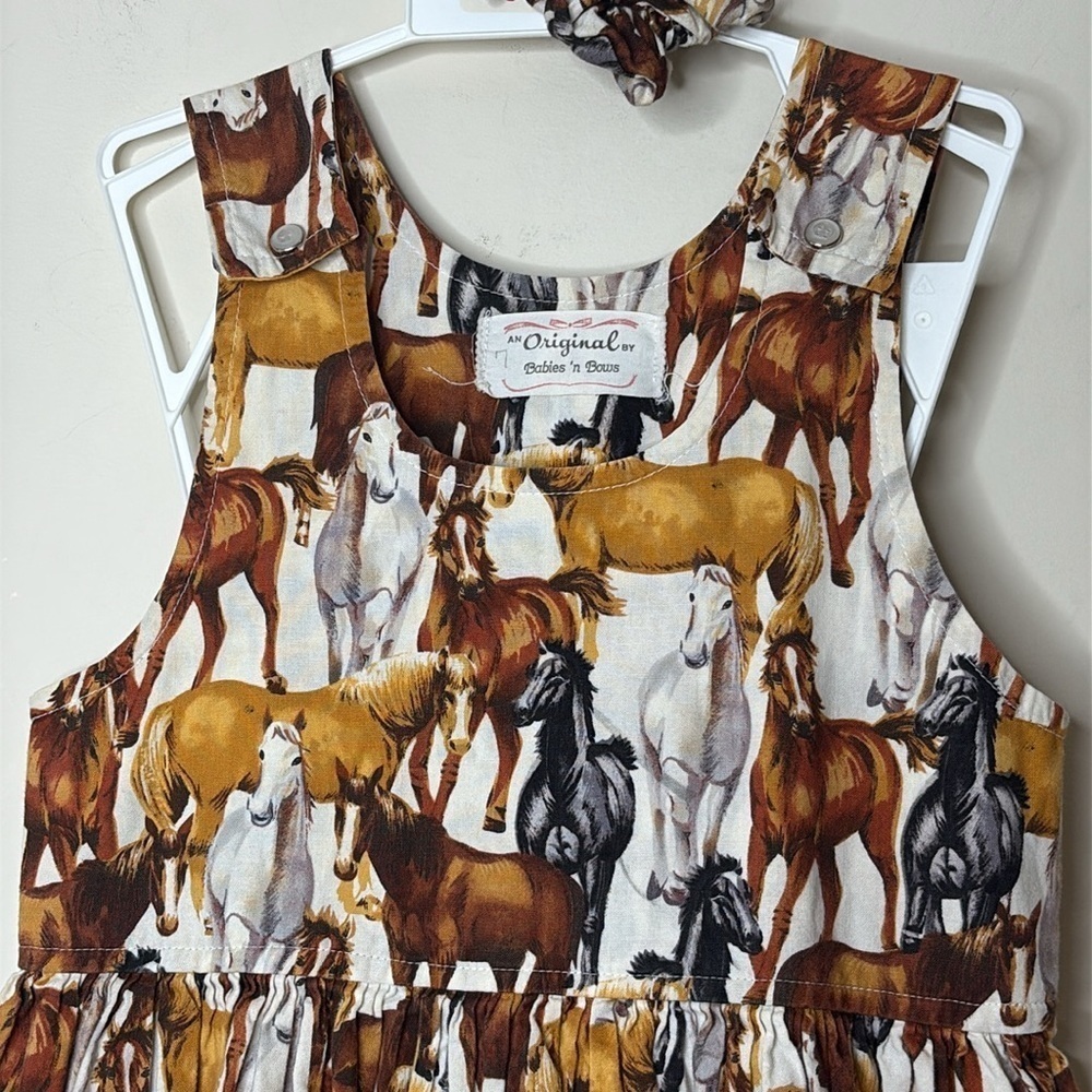 An Original by Babies ‘n Bows | Vintage Horse Equestrian Print Sleeveless Dress - Picture 6 of 17